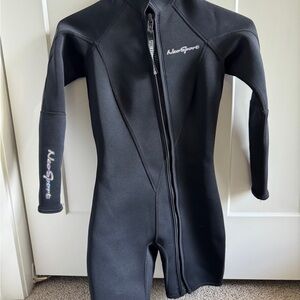 Black Long Sleeve Wet Suit with Front Zipper